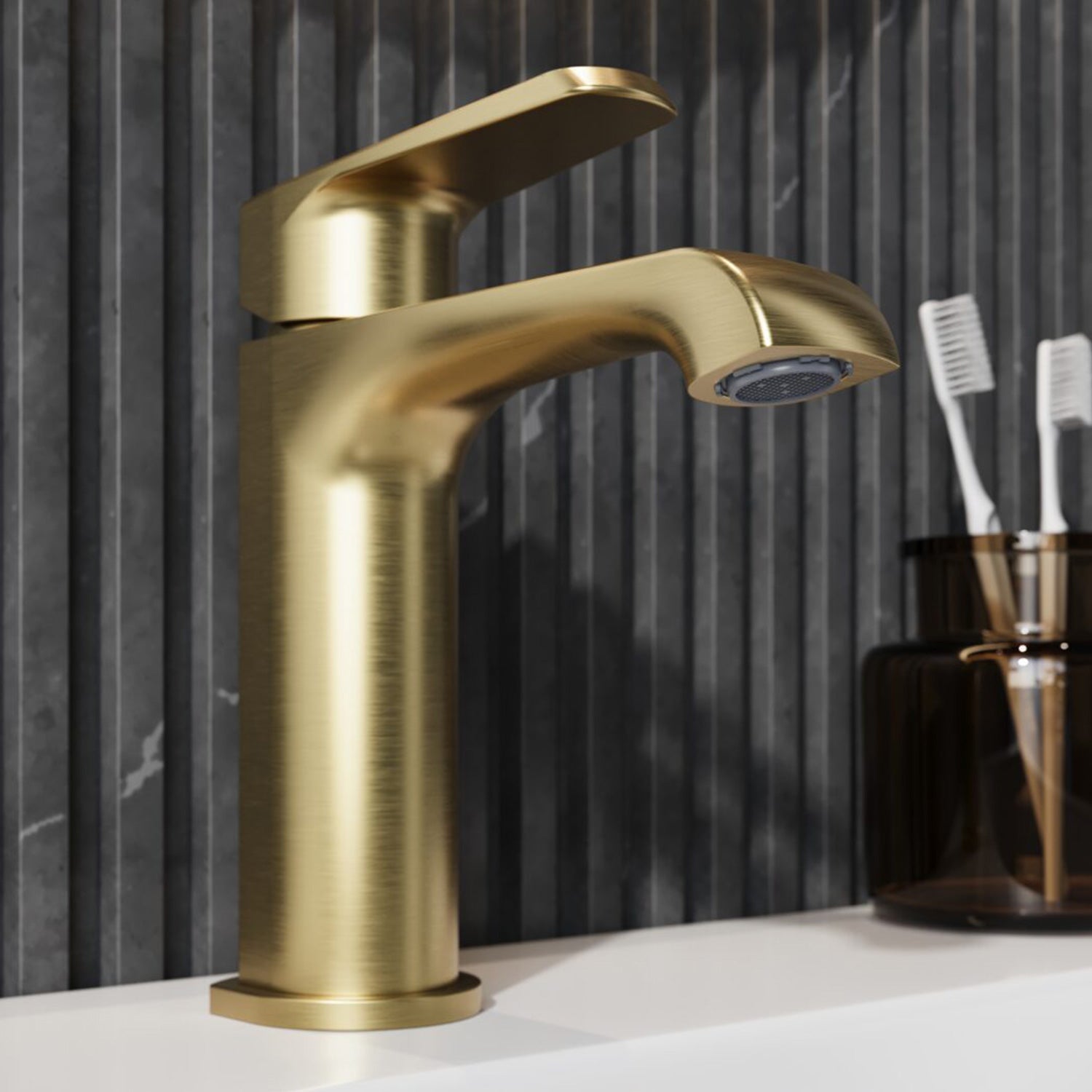 Scudo Montana Mono Basin Mixer in Brushed Brass Lifestyle 4