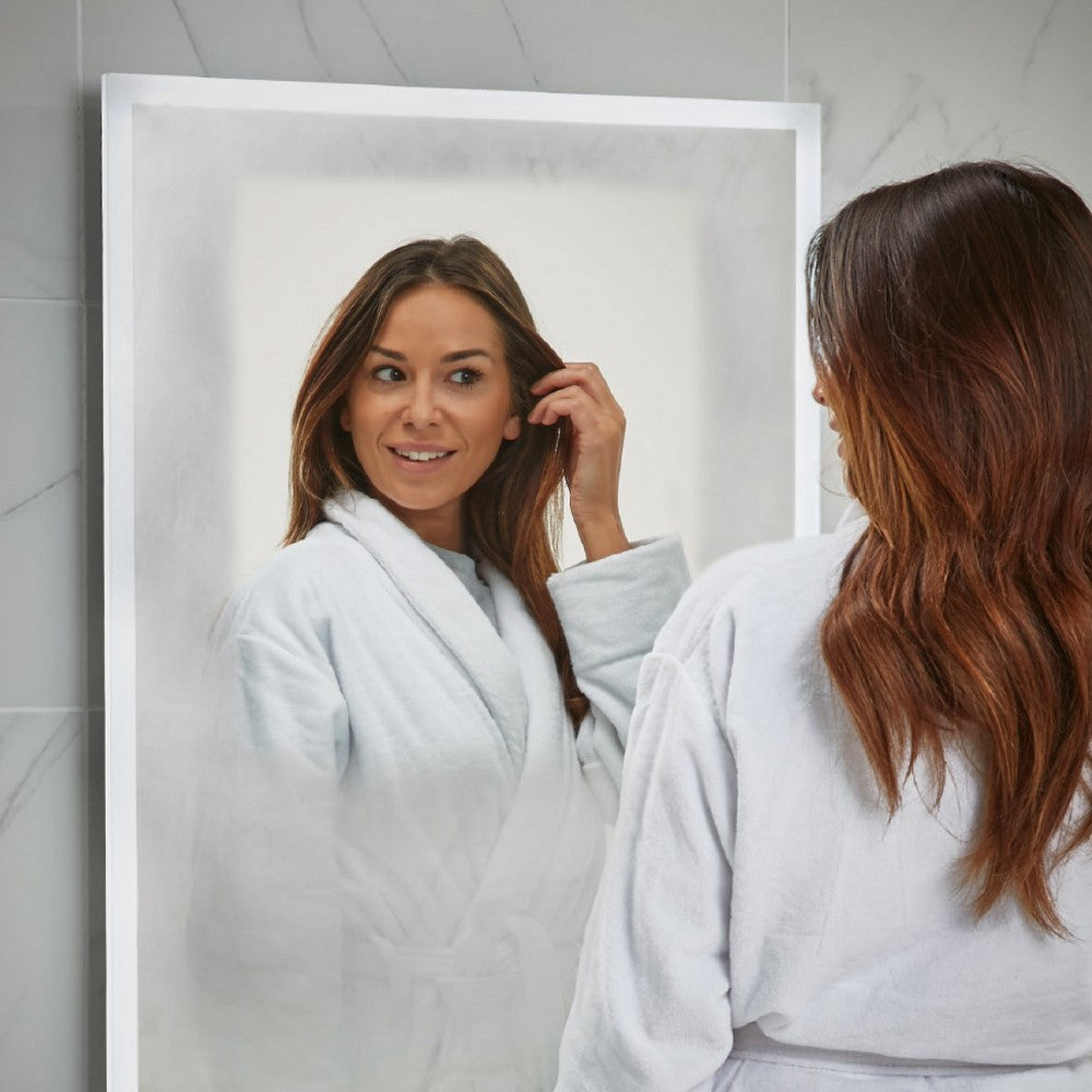 Scudo Mosca 600 x 800mm LED Mirror with Demister Pad and Shaver Socket lifestyle