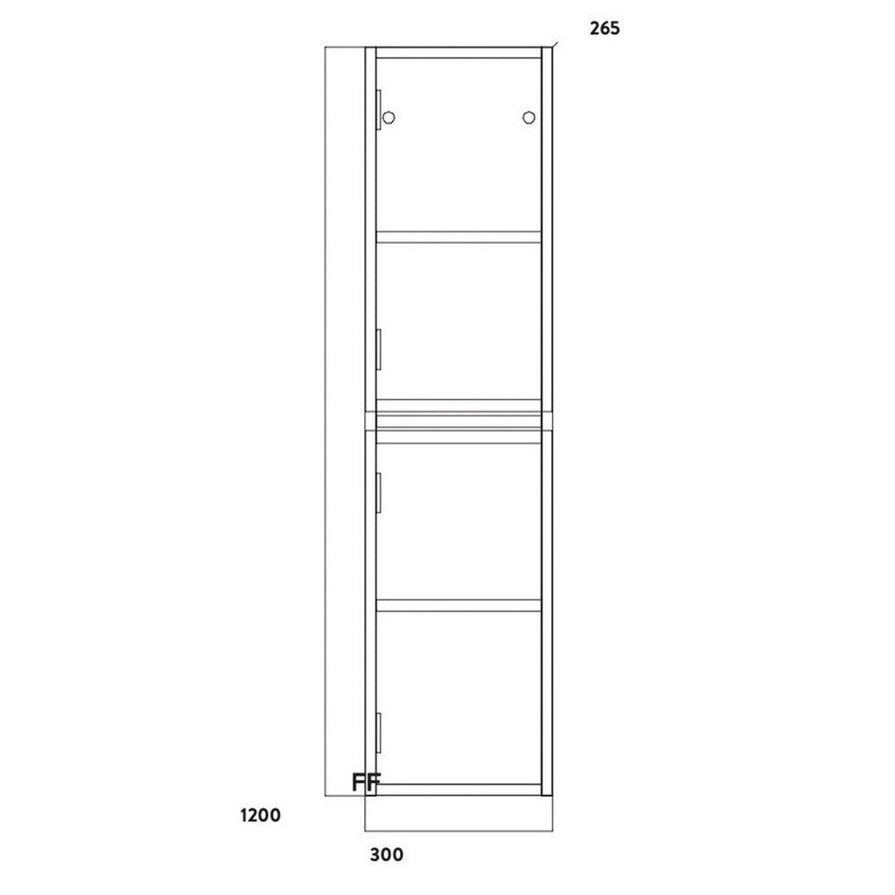 Scudo Muro 1200mm Tall Boy Storage Unit in Gloss White dimension
