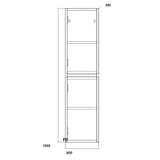 Scudo Muro 1200mm Tall Boy Storage Unit in Gloss White dimension
