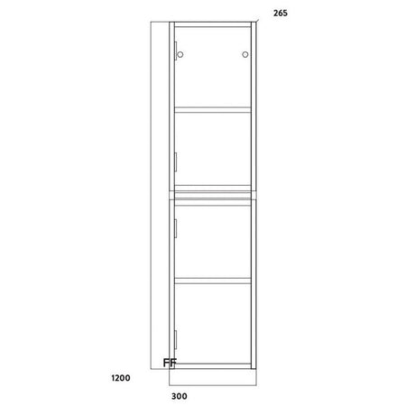 Scudo Muro 1200mm Tall Boy Storage Unit in Gloss White dimension