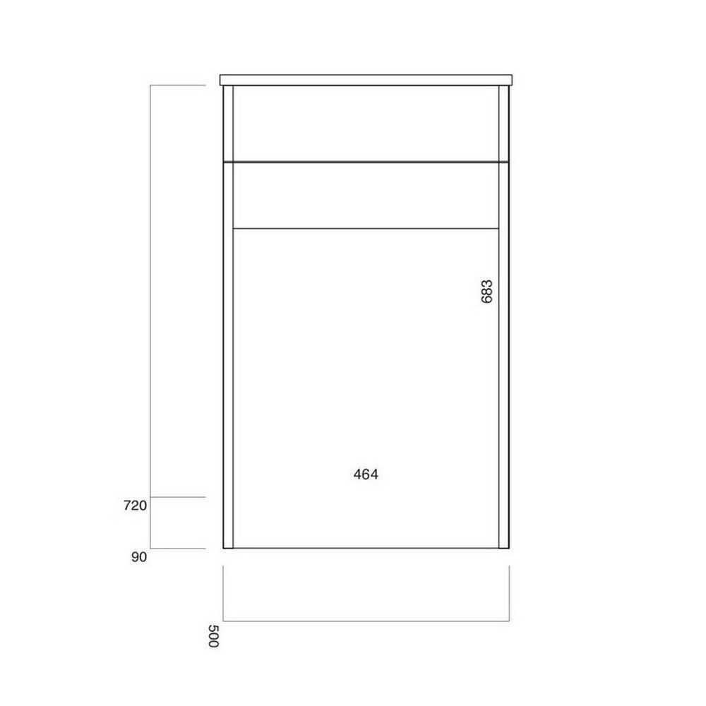 Scudo Muro 500mm WC Unit in Gloss White dimensions