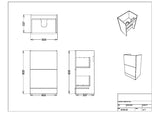 Scudo Muro Plus Floorstanding 500mm Vanity Unit with Basin in Dust Grey dimensions