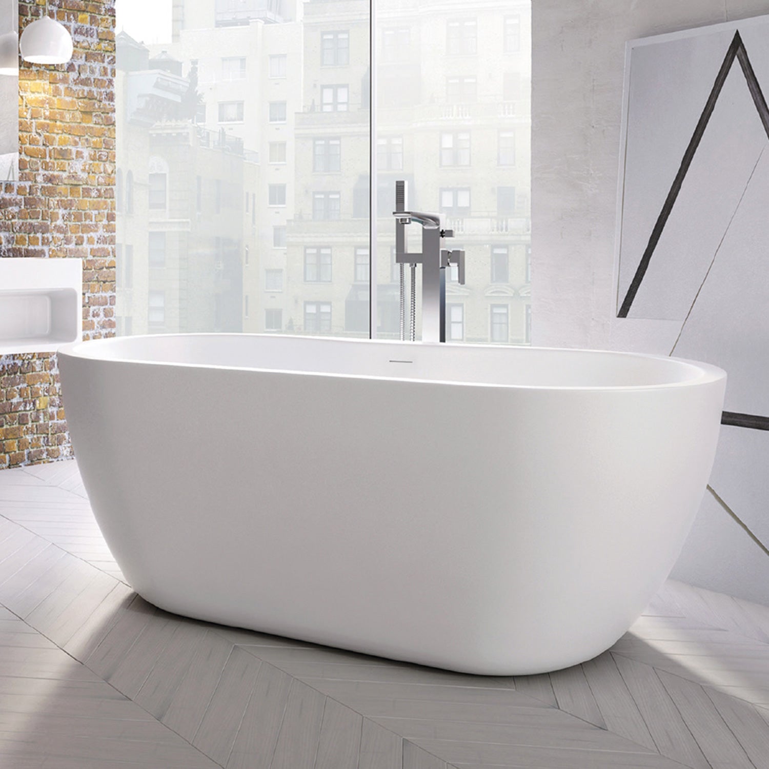 Scudo Onyx 1555 x 745mm Freestanding Bath in Gloss White