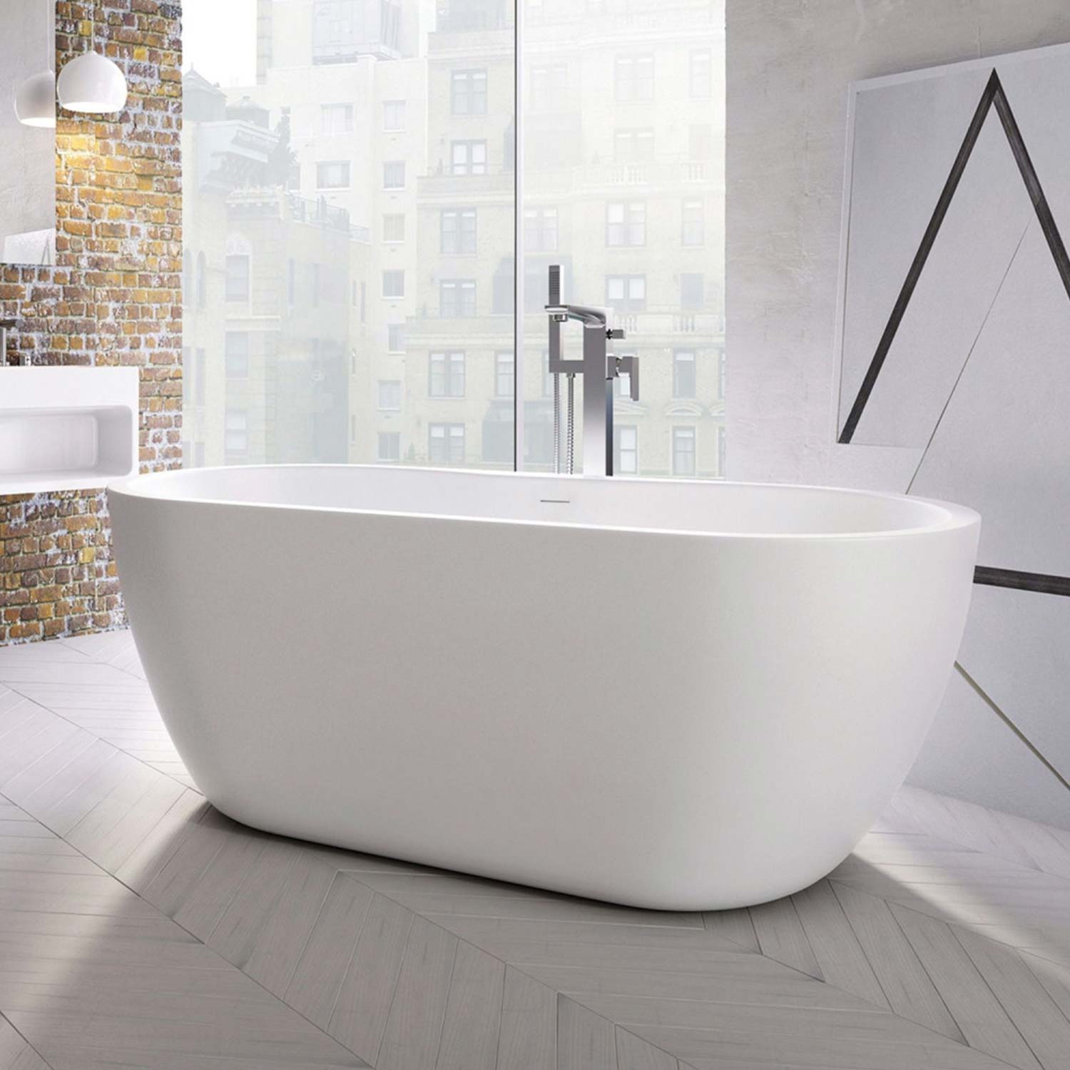 Scudo Onyx 1800 x 800mm Freestanding Bath in Gloss White lifestyle 1