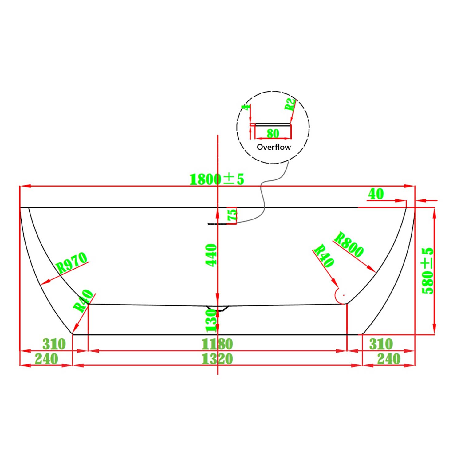 Scudo Onyx 1800 x 800mm Freestanding Bath in Gloss White lifestyle dimensions