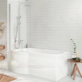 Scudo P Shaped  1400 x 800mm Bath Screen in Chrome