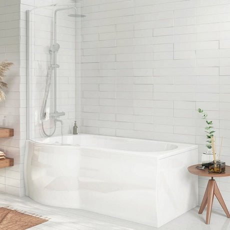 Scudo P Shaped  1400 x 800mm Bath Screen in Chrome