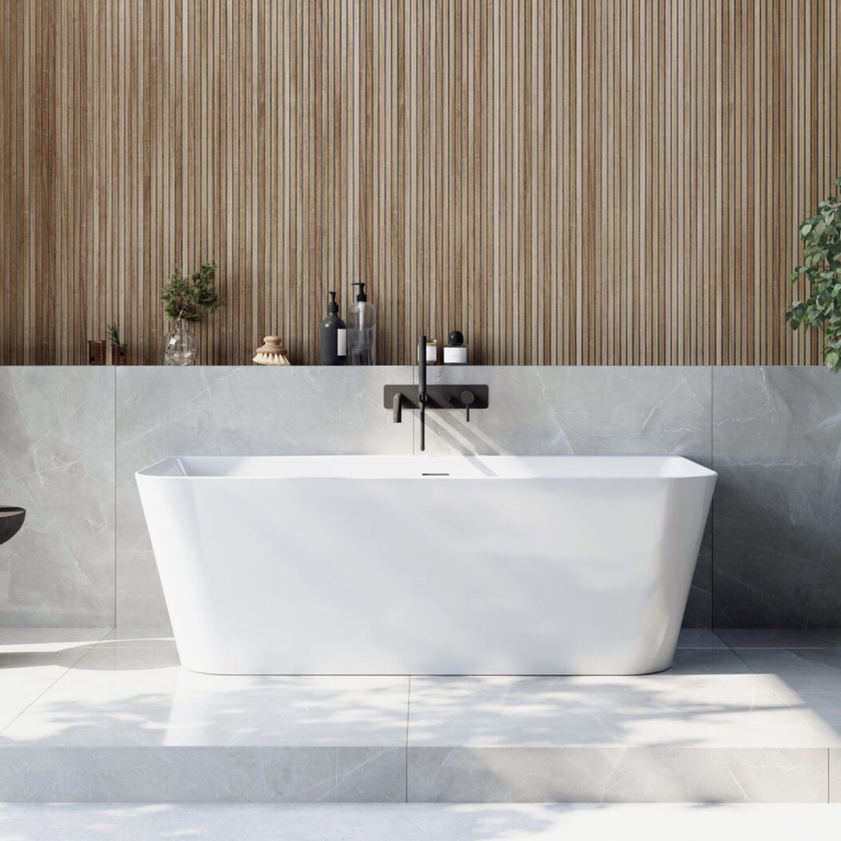 Scudo Porto 1700 x 800mm Back to Wall Bath in Gloss White LIFESTYLE 2