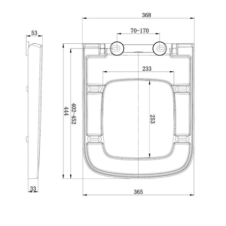 Scudo Porto Wrap Over Soft Close Toilet Seat dimensions