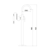 Scudo Premier Chrome Freestanding Bath Shower Mixer Dimensions