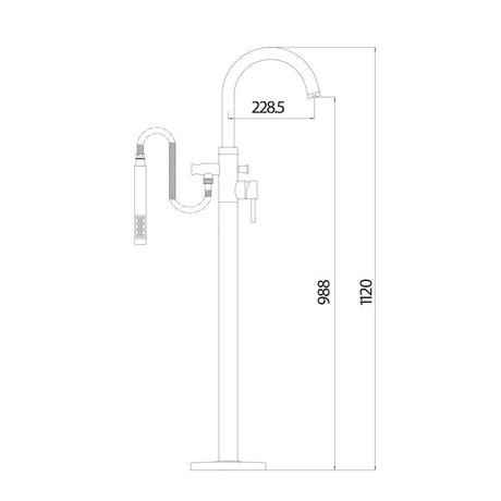 Scudo Premier Chrome Freestanding Bath Shower Mixer Dimensions
