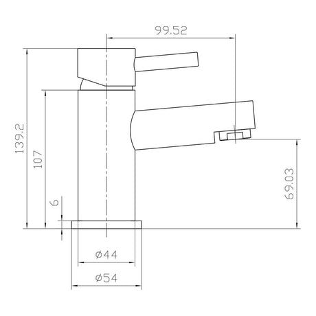 Scudo Premier Chrome Mono Basin Mixer with Push Waste dimensions