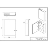 Scudo Prospr 500 x 700mm LED Single Door Mirror Cabinet with Bluetooth dimensions