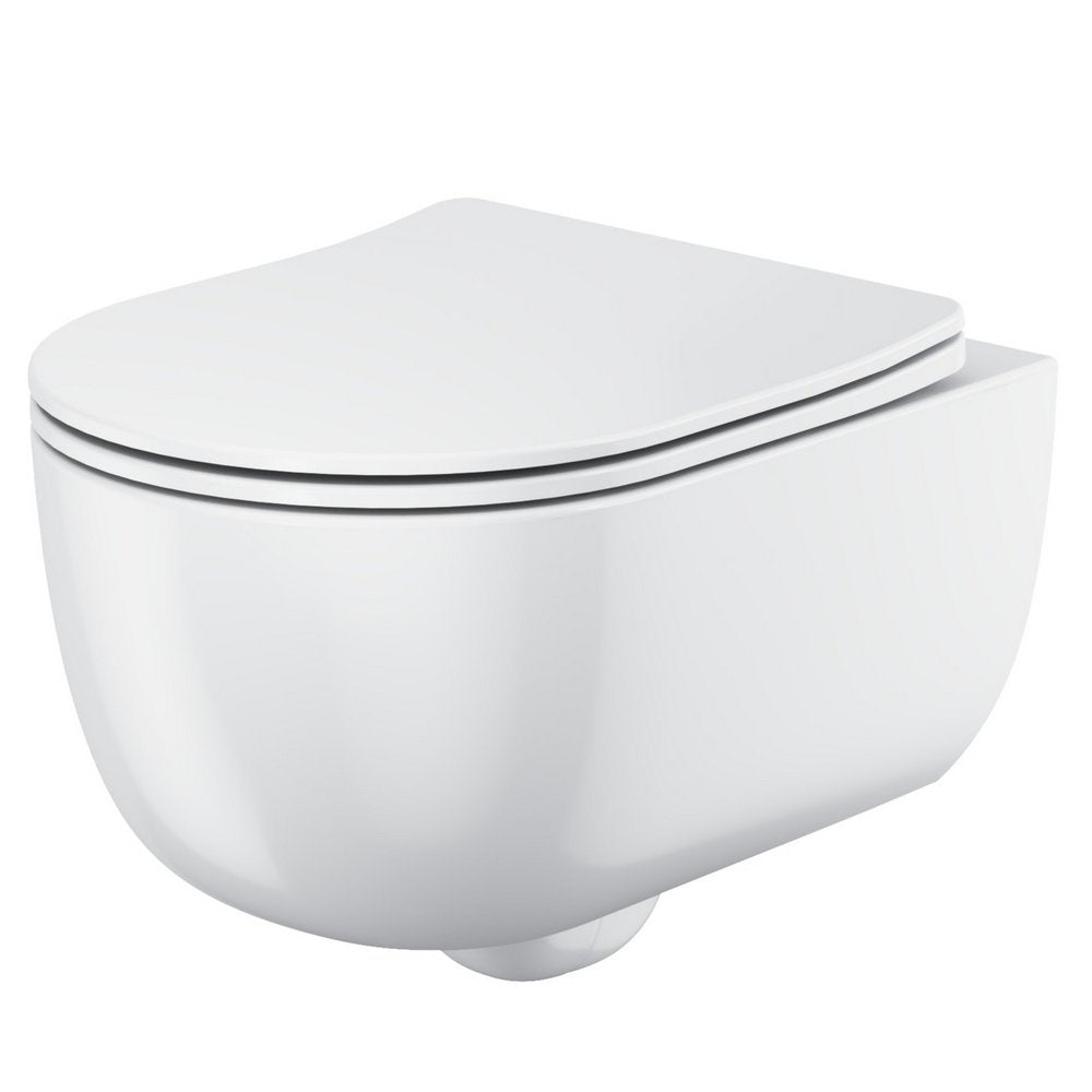 Scudo Riviera Round Rimless Wall Hung Pan with Soft Close Seat White