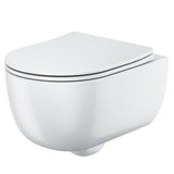 Scudo Riviera Round Rimless Wall Hung Pan with Soft Close Seat White