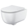 Scudo Riviera Round Rimless Wall Hung Pan with Soft Close Seat White