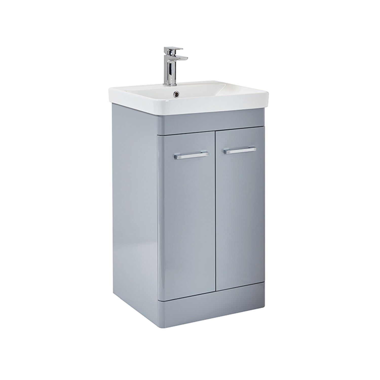 Scudo Rossini 500mm Floorstanding Vanity Unit and Basin in Gloss Pebble Grey