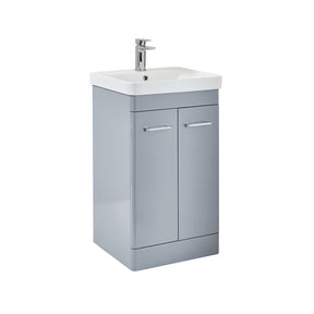 Scudo Rossini 500mm Floorstanding Vanity Unit and Basin in Gloss Pebble Grey