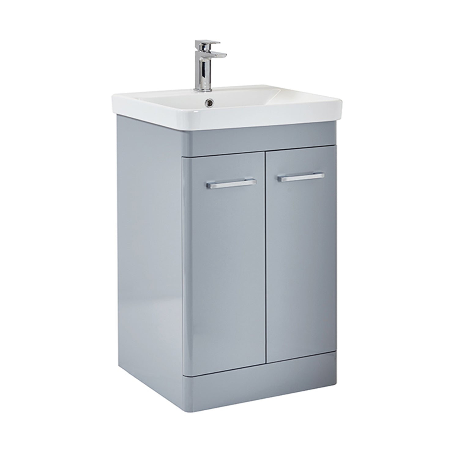 Scudo Rossini 600mm Floorstanding Vanity Unit and Basin in Gloss Pebble Grey