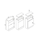 Scudo Rossini Back to Wall 500mm WC Unit in Gloss White Dimensions