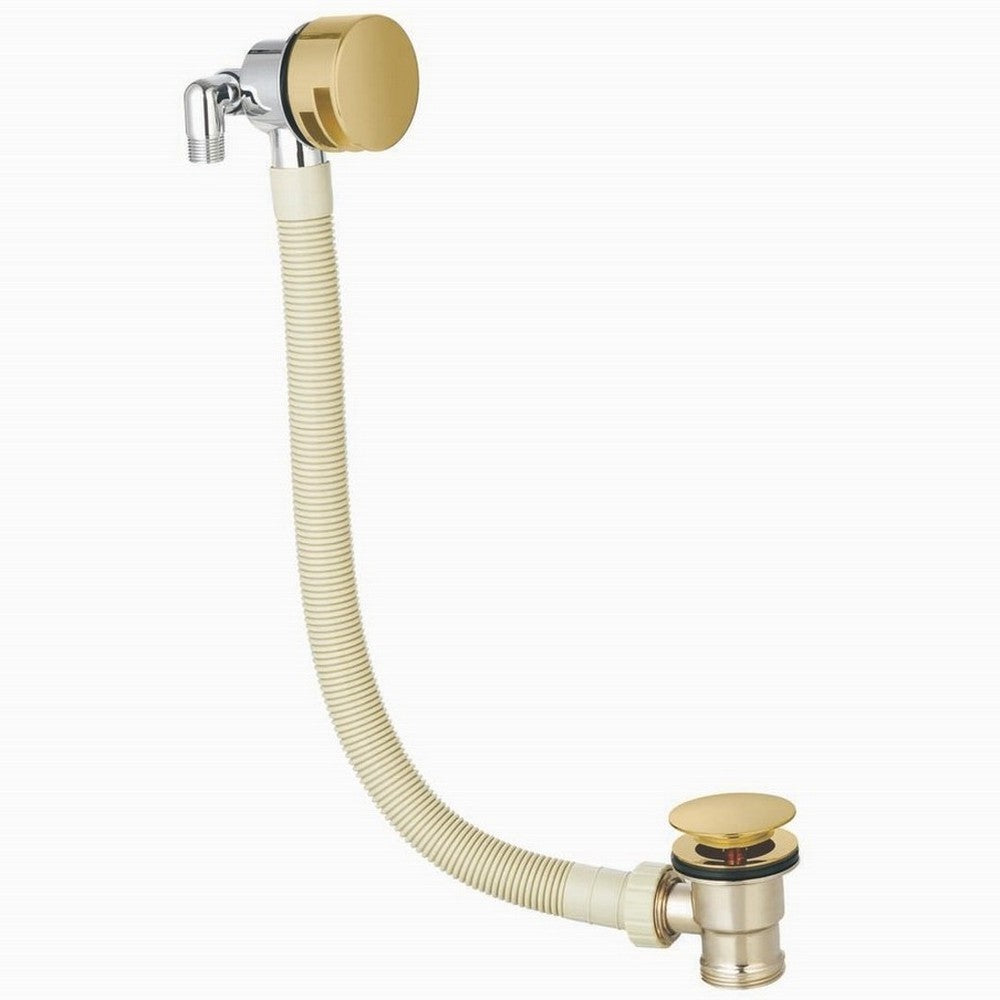 Scudo Round Brushed Brass Bath Filler with Waste and Overflow
