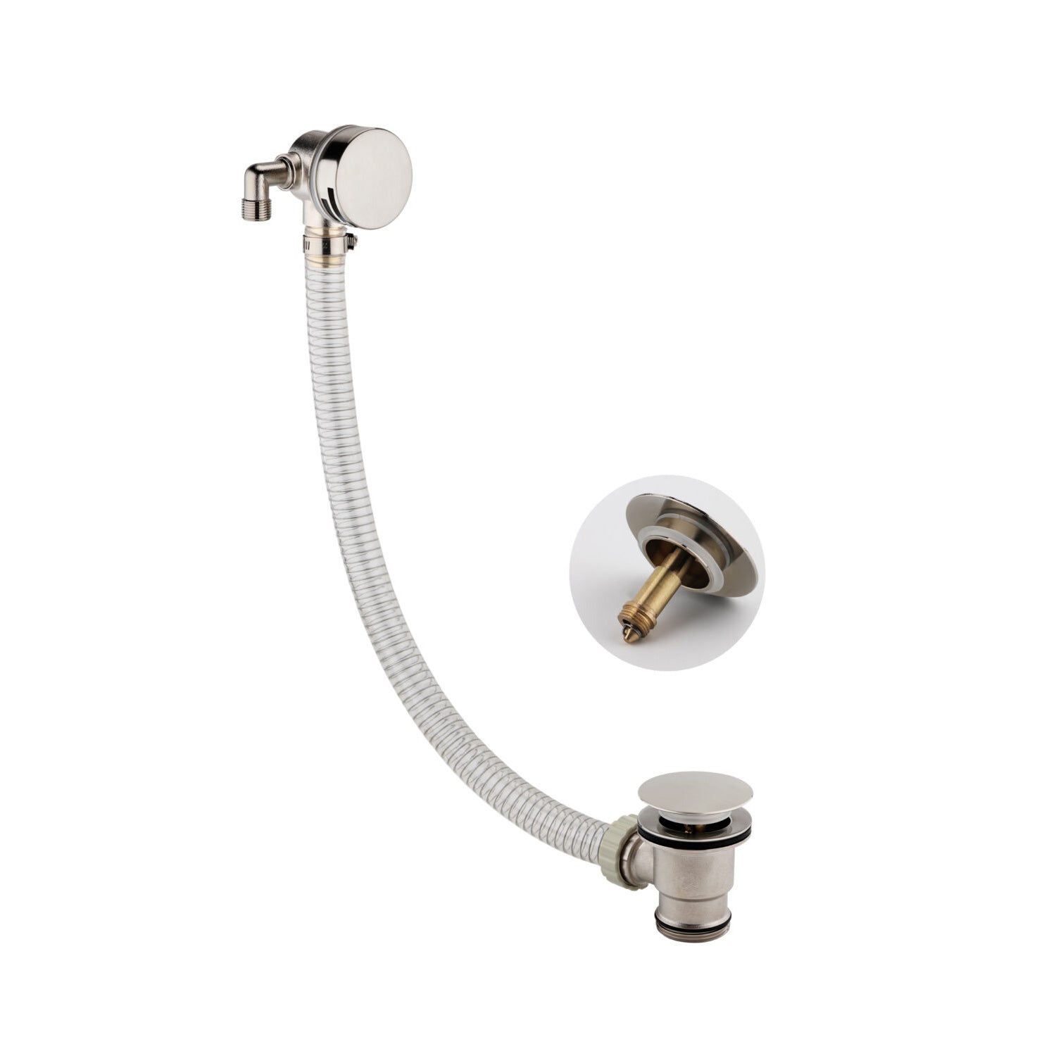 Scudo Round Brushed Nickel Bath Filler with Waste and Overflow