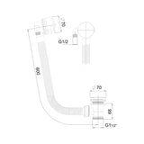 Scudo Round Brushed Nickel Bath Filler with Waste and Overflow dimensions