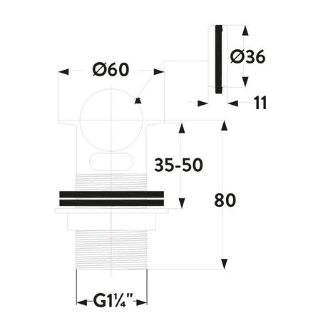 Scudo Round Chrome Slotted Flip Top Basin Waste Dimensions