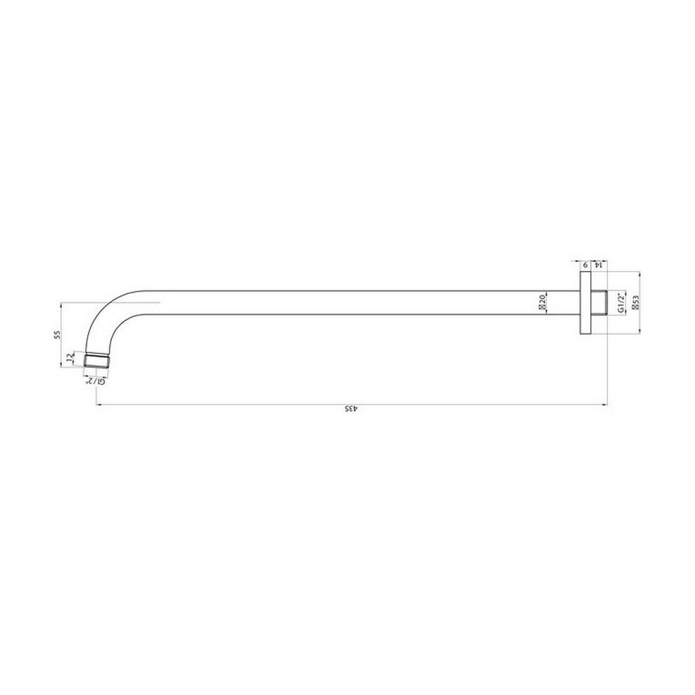 Scudo Round Chrome Wall Mounted 445mm Extended Shower Arm Dimensions