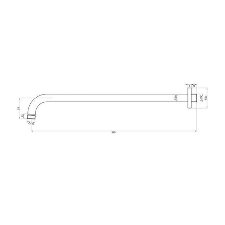 Scudo Round Chrome Wall Mounted 445mm Extended Shower Arm Dimensions