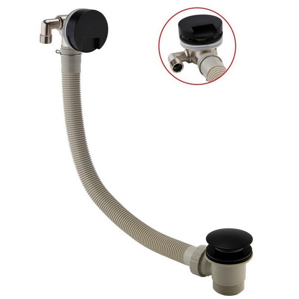 Scudo Round Matt Black Bath Filler with Waste and Overflow