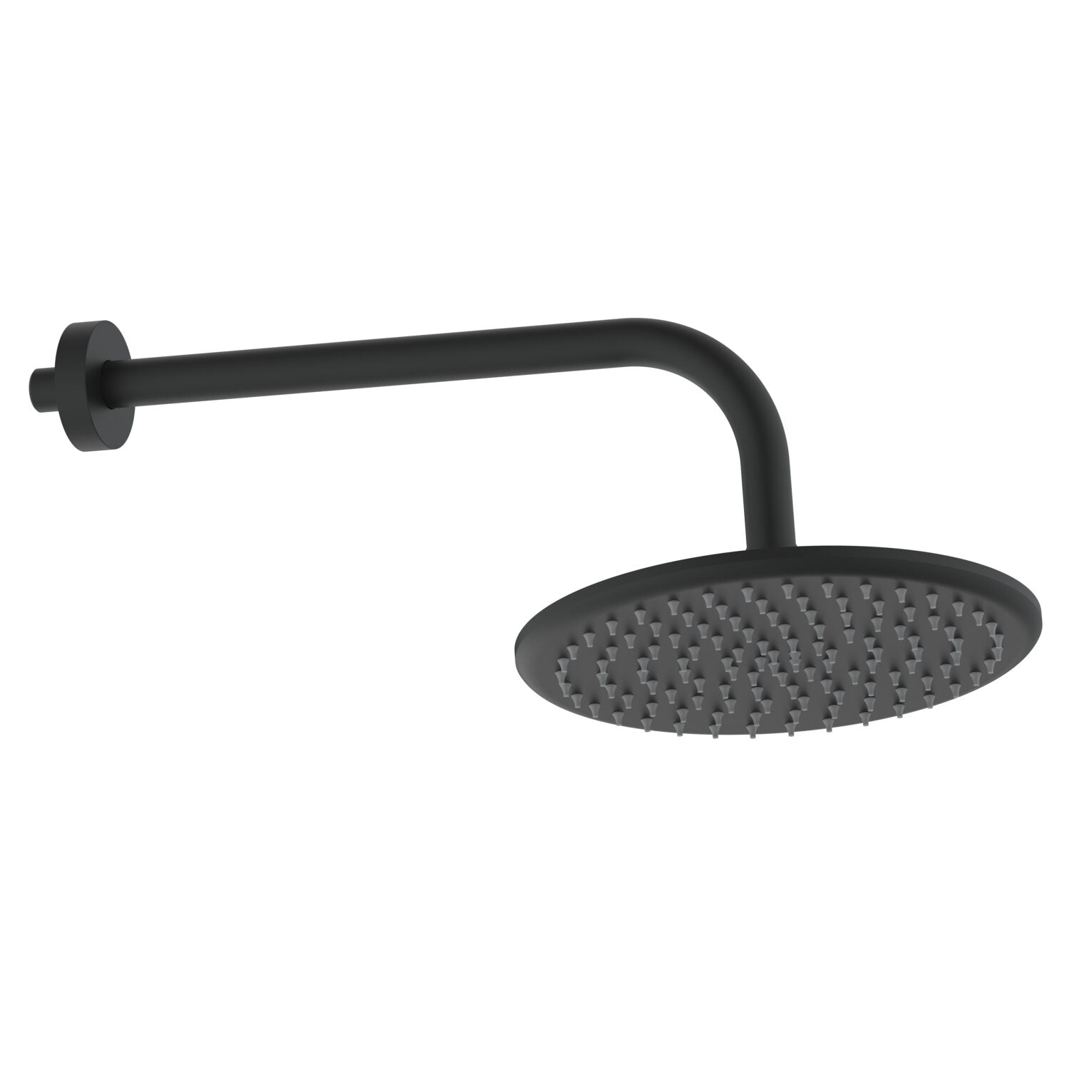 Scudo Round Shower Head and Arm in Matt Black