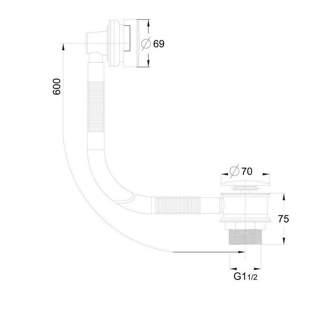 Scudo Round Sprung Bath Waste with Overflow Dimensions