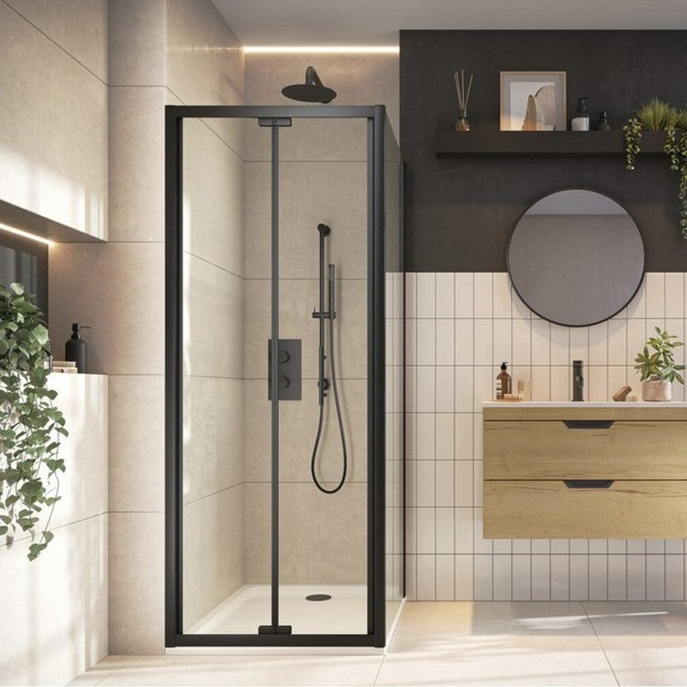 Scudo S6 Black Bifold Semi Frameless Shower Door