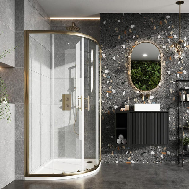 Scudo S6 Brushed Brass 800mm Double Door Quadrant Shower Enclosure S6-BBGLASS00