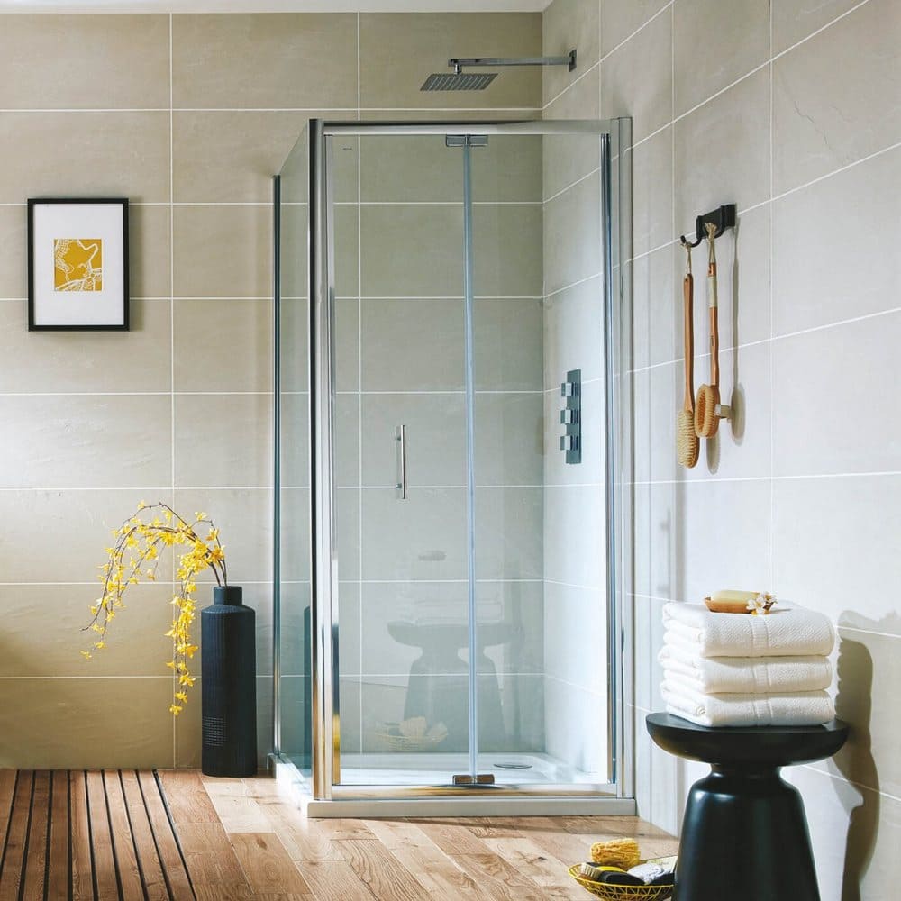 Scudo S6 Chrome Bifold Semi Frameless Shower Door
