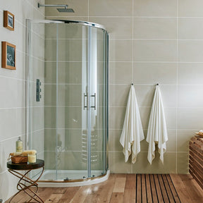 S6-GLASS002  Scudo S6 Chrome Double Door Quadrant Shower Enclosure