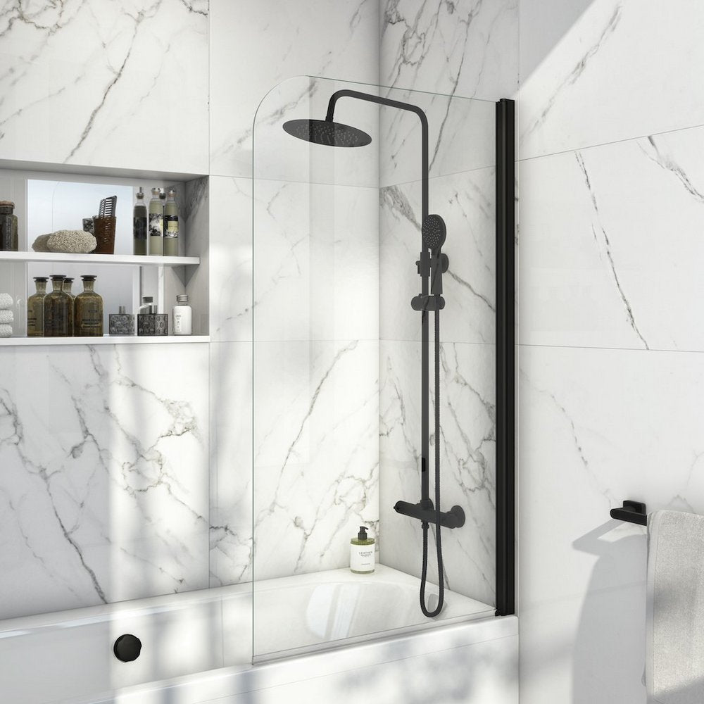 BLACKSCREEN010 Scudo S6 Radius Edge 6mm Bath Screen in Black (1)