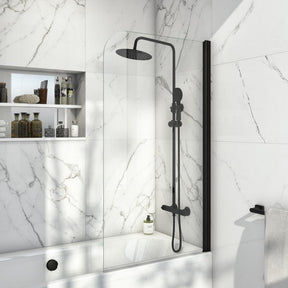 BLACKSCREEN010 Scudo S6 Radius Edge 6mm Bath Screen in Black (1)