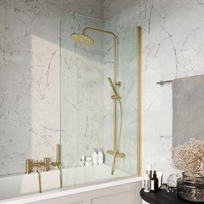 LS102BB Scudo S6 Radius Edge 6mm Bath Screen in Brushed Brass (1)
