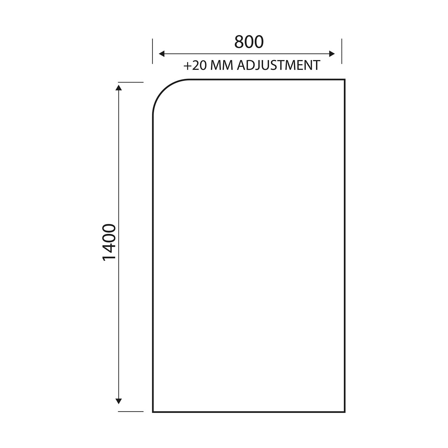 Scudo S6 Radius Edge 6mm Bath Screen in Brushed Nickel dimensions