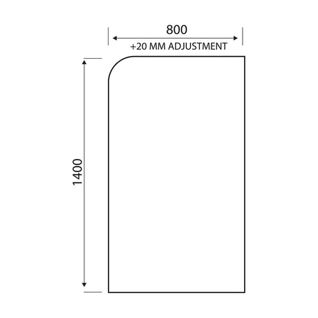Scudo S6 Radius Edge 6mm Bath Screen in Brushed Nickel dimensions
