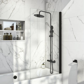 BLACKSCREEN099 Scudo S6 Square Edge 6mm Bath Screen in Black (1)