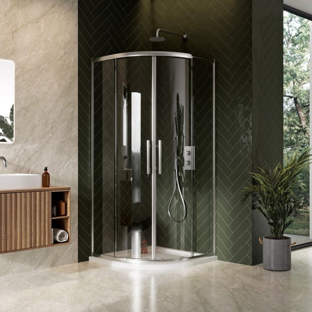 SCUD8Q/ SCUD9Q - Scudo S8 Chrome Double Door Quadrant Shower Enclosure Lifestyle