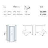 Scudo S8 Chrome Double Door Quadrant Shower Enclosure Information