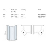 SCUD8SDQ/ SCUD9SDQ Scudo S8 Chrome Single Door Quadrant Shower Enclosure (2)