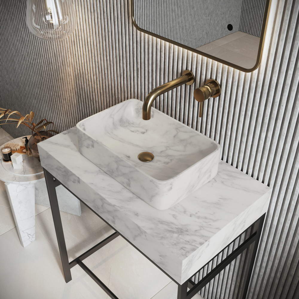 Scudo Sanctuary 420mm Rectangular Marble Basin Venato Carrara