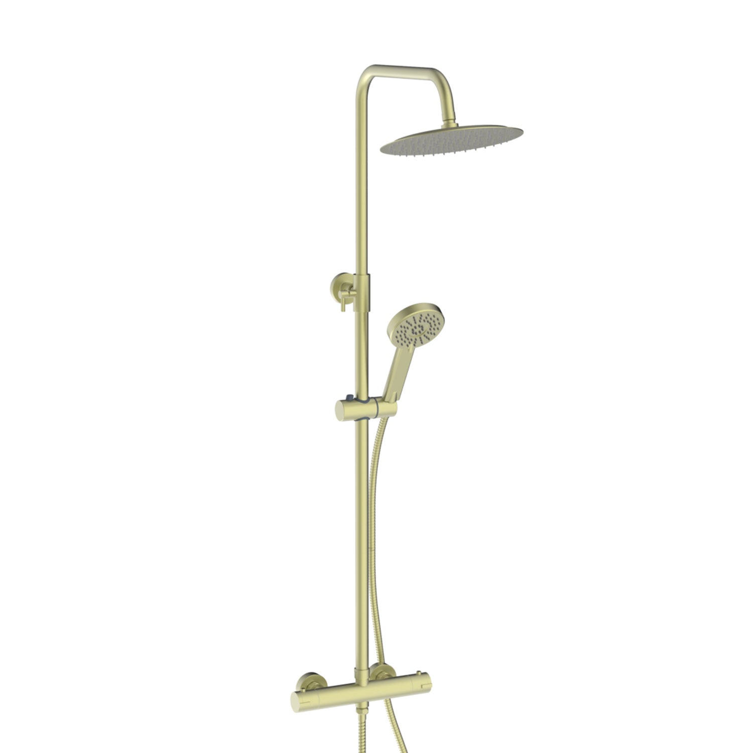 Scudo Serena Round Rigid Riser Shower in Brushed Brass