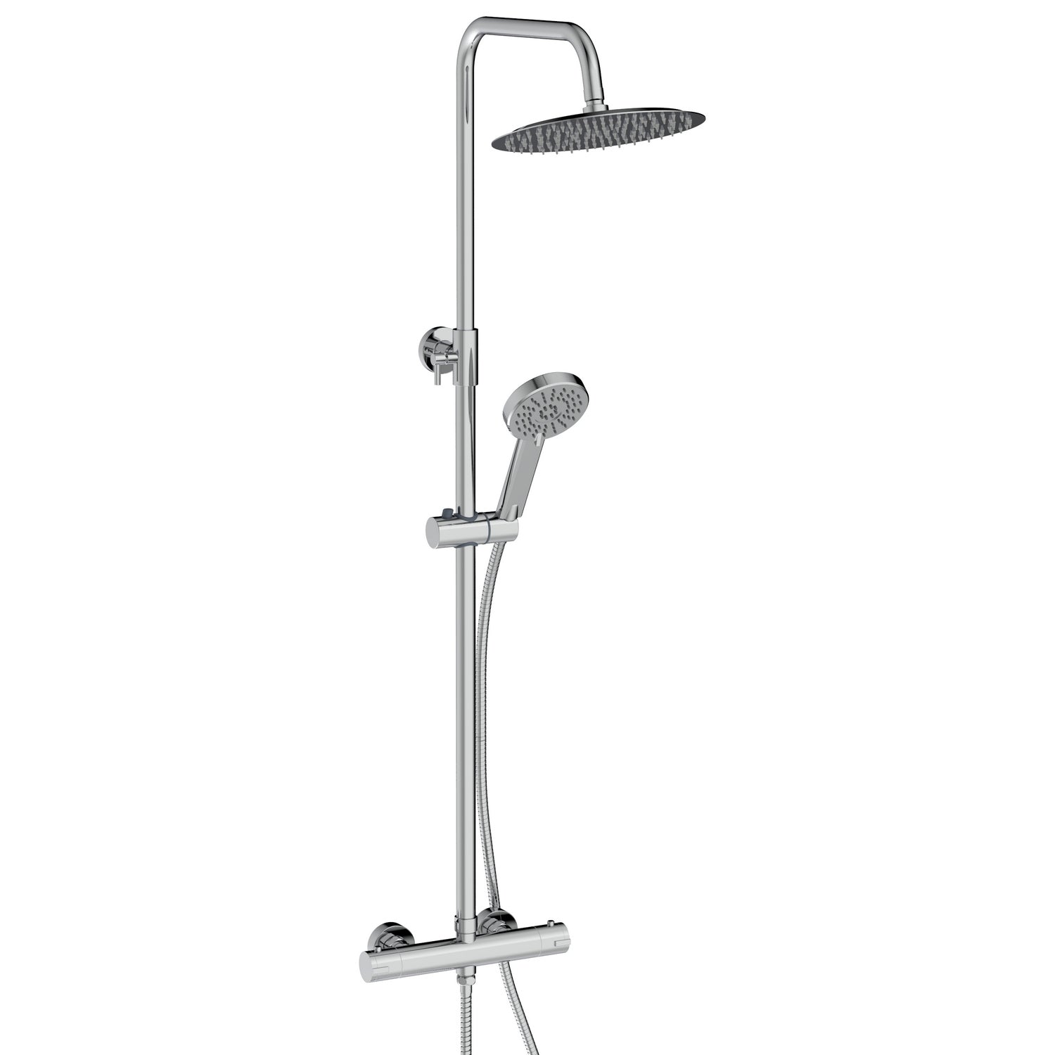 RR-ROUND-CHROME Scudo Serena Round Rigid Riser Shower in Chrome